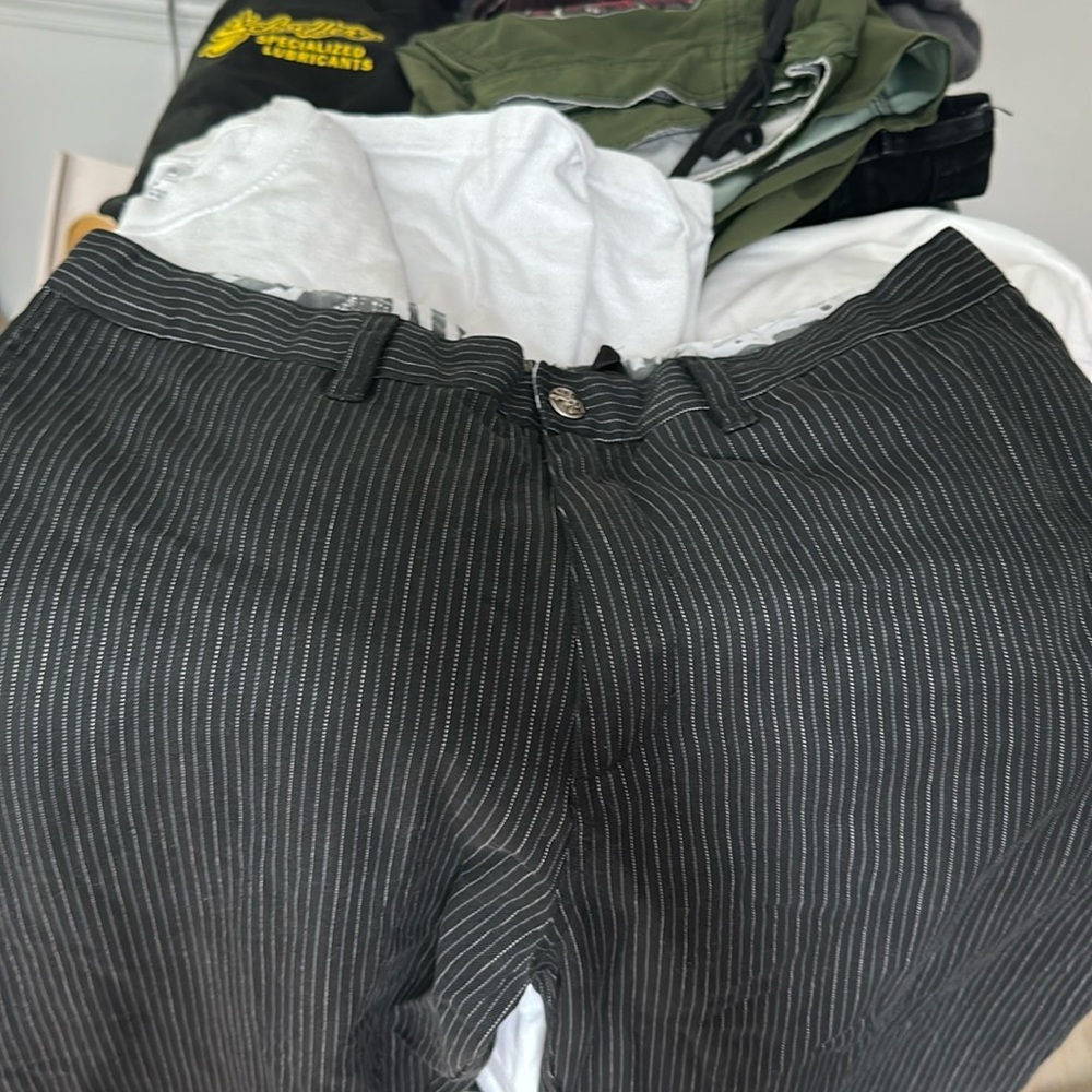 Quicksilver pinstripe, gray and white pants dress pants style size 34 like new